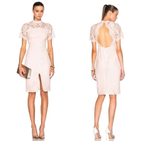 Alexis Dresses & Skirts - Alexis Pink Rose Blush Ardella High Neck Lace Midi Dress Size Medium
